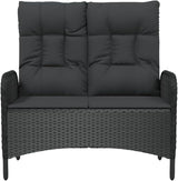 Garden Bench Deck Bench Reclining Patio Bench with Cushions 42.1" Poly Rattan Black - Photo 4