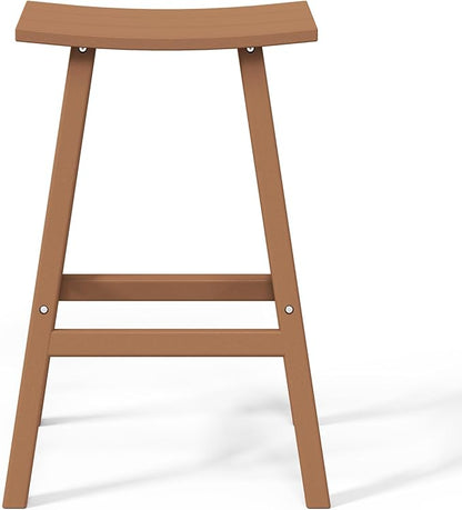 WestinTrends Malibu 29 Inch Outdoor Bar Stools, All Weather Resistant Poly Lumber Adirondack Bar Height Stools, Teak