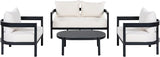 Merax 4 Piece Patio Outdoor Furniture Set, All-Weather Curved Aluminum Loveseat Sofa, 2 Armchairs w/Coushions - Photo 4