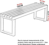 Outdoor Metal Garden Bench, Steel Frame Backless Design, Weatherproof for Lawn, Yard, Porch, and School Use - Photo 2