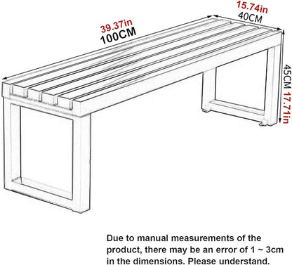 Outdoor Metal Garden Bench, Steel Frame Backless Design, Weatherproof for Lawn, Yard, Porch, and School Use