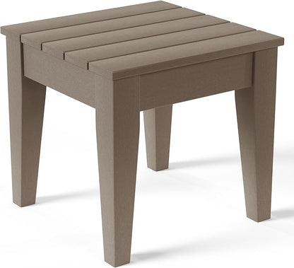 Costaelm Small Outdoor Side Table, Patio End Table Weather Resistant Outdoor Coffee Table, Square Conversation Table for Indoor, Porch, Balcony, Garden, Poolside, Deck, Weathered Wood