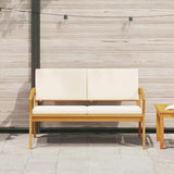 Solid Acacia Wood Garden Bench with Cushion, Natural Oil Finish, Durable Outdoor Furniture Set for Patio and Yard - Photo 4