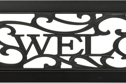 Garden Bench, Outdoor Rectangular Steel Bench with Plastic Seat 49.2 Inch Long Powder-Coated Black Metal for Garden Patio Balcony