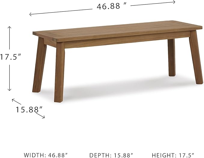 Signature Design by Ashley Janiyah Casual Outdoor Dining Bench, Light Brown
