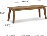 Signature Design by Ashley Janiyah Casual Outdoor Dining Bench, Light Brown - Photo 3