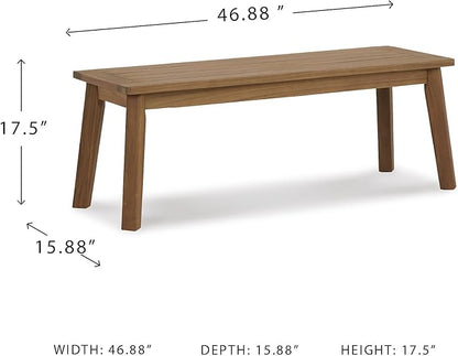 Signature Design by Ashley Janiyah Casual Outdoor Dining Bench, Light Brown