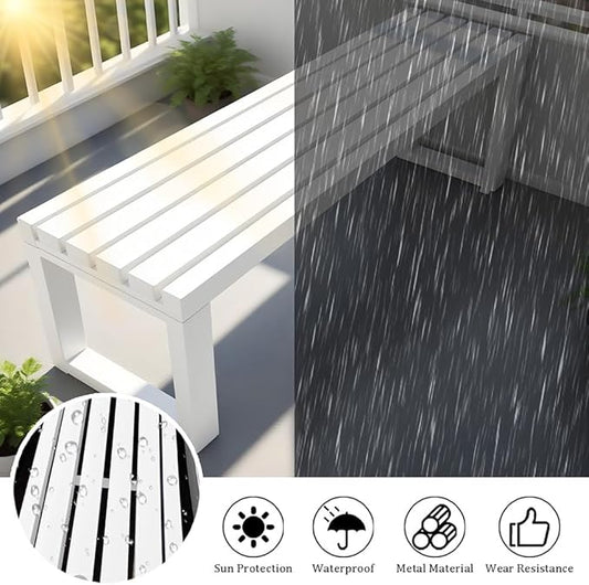 Metal Bench for Outdoor, Garden Seat 2-Person Patio Bench Weatherproof Backyard Seat Backless Entryway Chair Easy Installation 3.3ft 3.9ft 4.9ft 5.9ft(Gray,3.93ft)