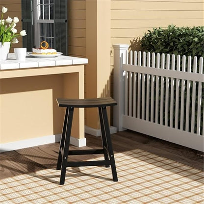 Costaelm 24" Height Outdoor Bar Stools, All-Weather Bar Stools, Adirondack Poly Patio Bar Stool for Patio, Deck, Kitchen Counter and Garden, Black