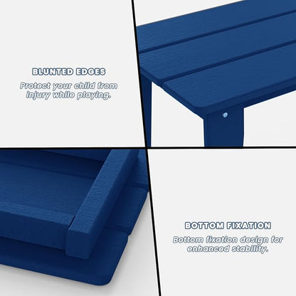 Wood Texture Coffee Table, 35" x 18.2" Poly Lumber Patio Table, All Weather Adirondack for Balcony, Garden, Indoor or Outdoor, Navy Blue