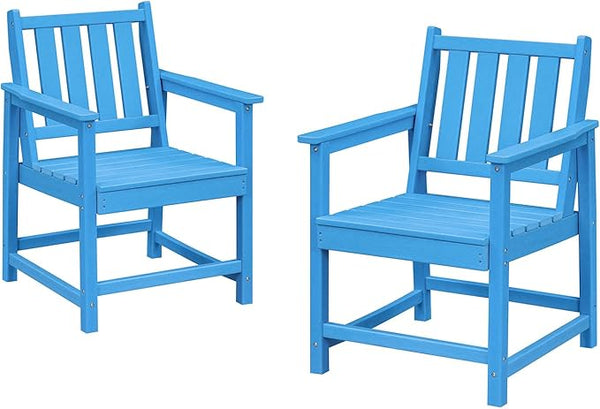 Patio Dining Chair Set of 2, HDPE Outdoor Dining Chair, Ergonomic HDPE Dining Chairs with Deep Seating - Photo 1