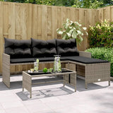 vidaXL Patio Garden Sofa Set L-Shaped Gray Poly Rattan with Table - Outdoor Seating with Washable Cushions for Deck - Photo 2
