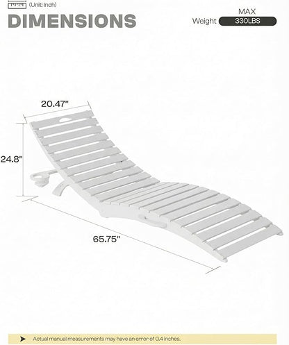 Pre-Assembled Folding in-Pool Lounge Chair, HDPE Outdoor Chaise Lounge with Cup Holder, Pool Lounge Chair for Poolside, Patio, Beach, Deck (White)
