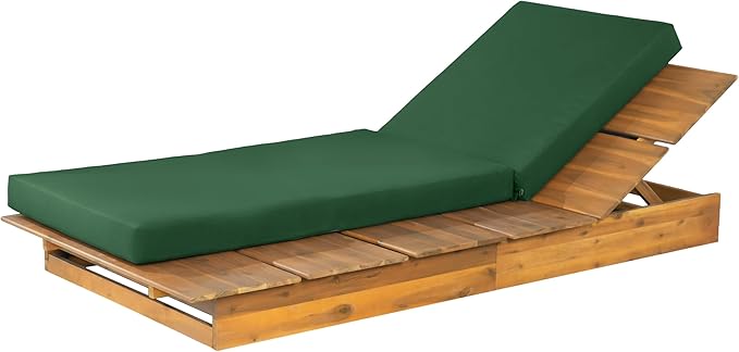 Christopher Knight Home Bard Patio Chaise Lounge Chair Outdoor, Acacia Wood Poolside Sun Lounger with 4-Thick Cushion - Photo 7