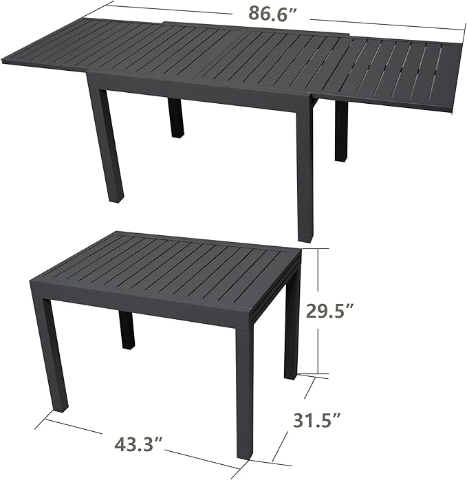 Kozyard 7 Piece Outdoor Patio Dining Set for 6, Extendable Dining Table with 6 Chairs - Photo 2