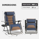 Zero Gravity Chair Set of 4 Oversized Padded Recliner with Adjustable Headrest & Cup Holder - 600D Oxford Folding - Photo 3
