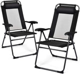 Giantex Set of 4 Patio Dining Chairs, Folding Lounge Chairs with 7 Level Adjustable Backrest, 300 Lbs Capacity - Photo 9