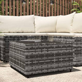 vidaXL Gray Square Patio Coffee Table- Weather Outdoor Furniture with Tempered Glass Top and PE Rattan Material - Photo 1