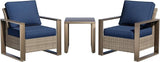 Outdoor Wicker Metal Chairs Set of 2 with Matching Side Table - 3 Pieces Patio Bistro Set with Removable Olefin Fabric - Photo 1