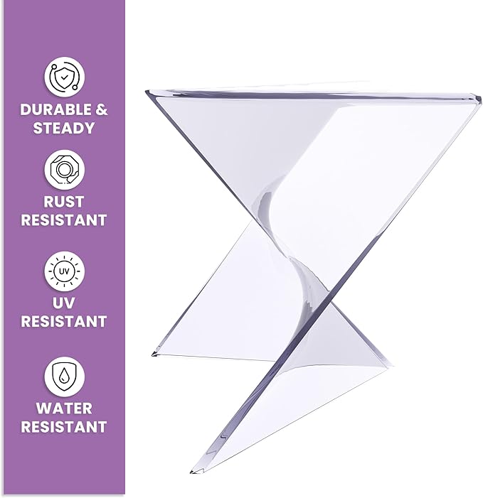 LeisureMod 15.75" Clear Stackable Plastic Side Table - Weather-Resistant Triangular Accent Table for Living Room, Patio - Photo 6