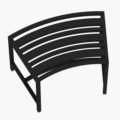 Metal Outdoor Curved Fire Pit Bench Set of 4, Fire Pit Seating Waterproof, Steel Backless Outside Tree Bench for Garden,Patio,Porch,Backyard,Heavy Duty Plant Holder, Style 3, Black