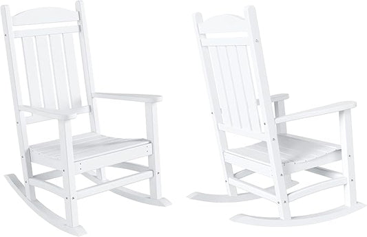 WO WESTIN OUTDOOR HDPE Laguna Classic Porch Rocking Chair (Set of 2), White