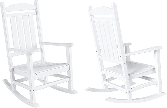 WO WESTIN OUTDOOR HDPE Laguna Classic Porch Rocking Chair (Set of 2), White