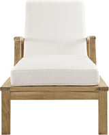 Modway Marina Premium Grade A Teak Wood Outdoor Patio Chaise Lounge Chair in Natural White - Photo 3