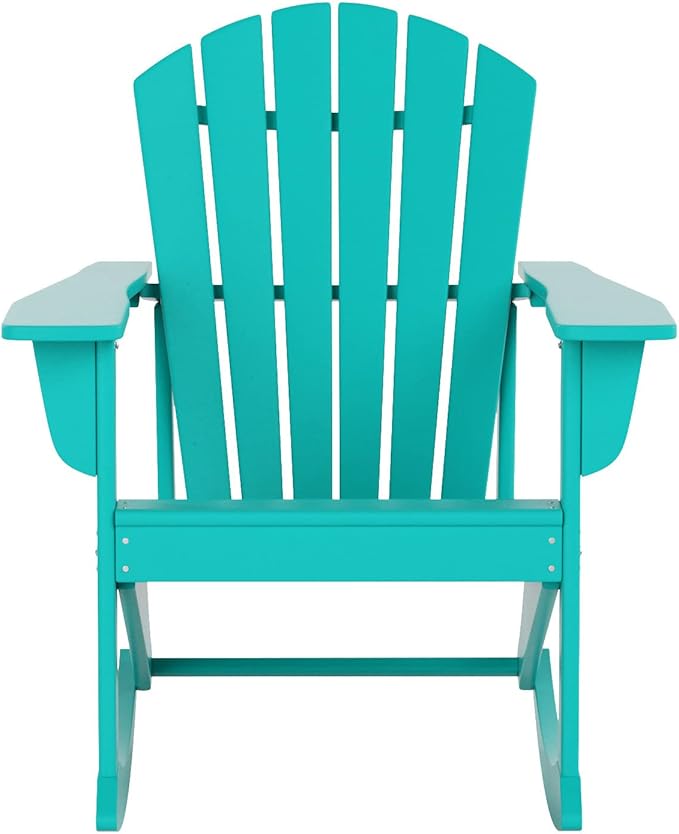 WestinTrends Dylan Outdoor Patio Poly Plastic Adirondack Rocking Chair, Turquoise