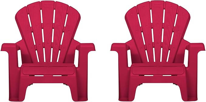 Little Tikes Kids Garden Chair 2 Pack in Red, Outdoor Toddler Activity Adirondack Chairs for Picnic, Garden, Patio, Backyard & Beach, Outdoor Chair Set