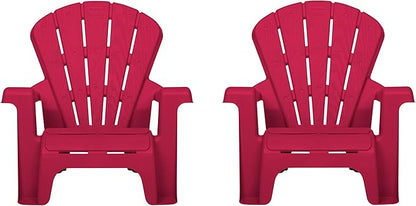 Little Tikes Kids Garden Chair 2 Pack in Red, Outdoor Toddler Activity Adirondack Chairs for Picnic, Garden, Patio, Backyard & Beach, Outdoor Chair Set