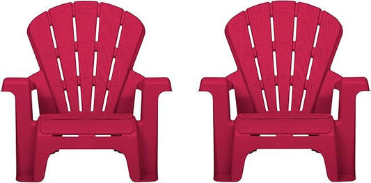 Little Tikes Kids Garden Chair 2 Pack in Red, Outdoor Toddler Activity Adirondack Chairs for Picnic, Garden, Patio, Backyard & Beach, Outdoor Chair Set