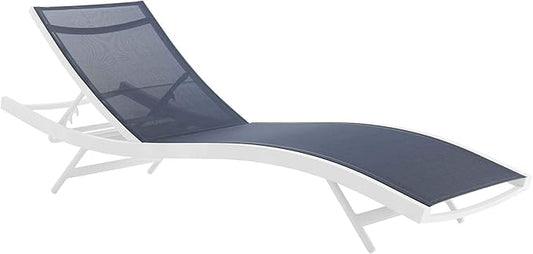 Modway Glimpse Aluminum Mesh Outdoor Patio Poolside Deck Chaise Lounge Chair in White Navy