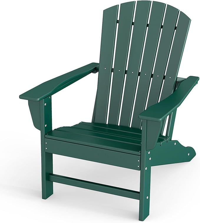 BRIOPAWS Adirondack-Chair | Fire Pit Chair | Oversized | HDPE Plastic | Weather Resistant | for Deck Outdoor Poolside Campfire | Forest