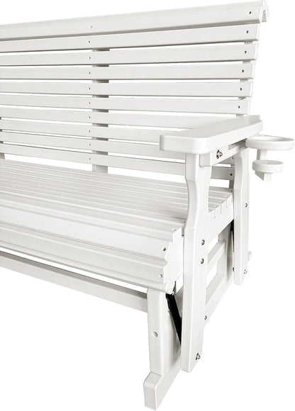 HDPE Patio Glider, Poly Lumber Weather-Resistant Outdoor Glider Bench, for Patio, Porch, Yard (Ivory White, 2-Seater)