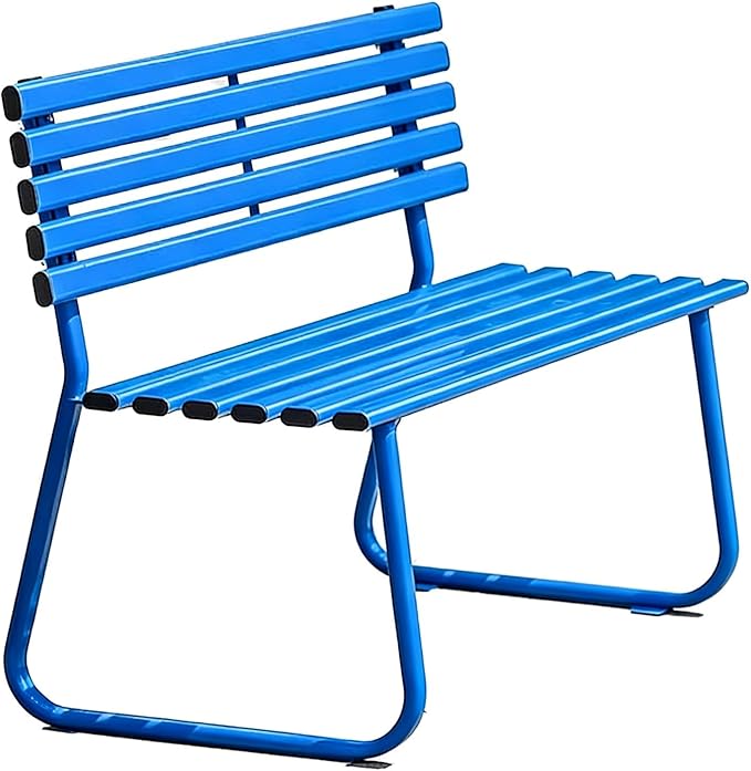 Outdoor Metal Garden Bench with Thickened Galvanized Steel Pipe, Weatherproof, 660lbs Load Capacity, for Patio, Balcony, Garden, Home and Commercial Use(Blue)