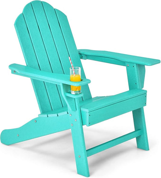 Giantex Adirondack Chair Outdoor Fire Pit Chairs, HDPE Weather Resistant Patio Chair for Outside Campfire,Deck, Garden, Yard, Lawn Furniture Porch and Lawn Seating Composite Chairs, Turquoise