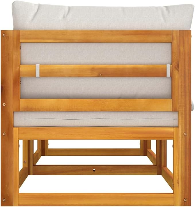 Corner Sofa Light Grey Solid Acacia Wood Outdoor Sectional Sofa Units for Patio, Garden, Balcony, Seating up to 4 People - Photo 4
