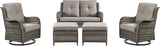 Rilyson Wicker Patio Furniture Set - 5 Piece Rattan Outdoor Sectional Conversation Sets with 2 Rocking Swivel Chairs - Photo 1