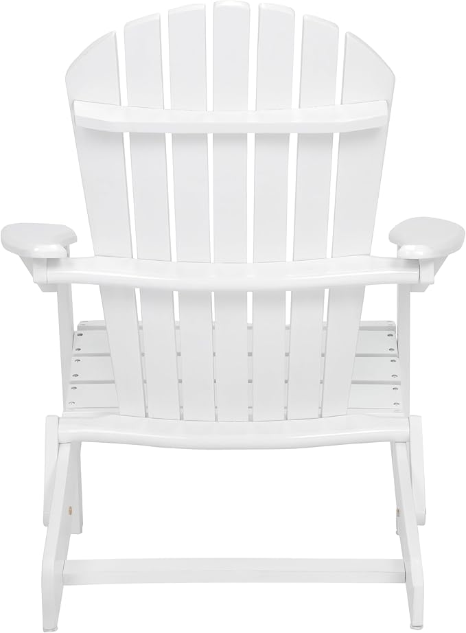 Folding Adirondack Chair, Outdoor White Adirondack Chairs with Wood Texture, Acacia Wood Fire Pit Chairs, All Weather, for Deck Backyard Patio Outdoor Garden