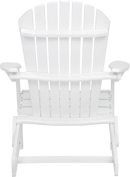 Folding Adirondack Chair, Outdoor White Adirondack Chairs with Wood Texture, Acacia Wood Fire Pit Chairs, All Weather, for Deck Backyard Patio Outdoor Garden