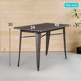 FDW Heavy Duty Outdoor Dining Table Metal Kitchen Table Metal Table Bar Coffee Table Home Restaurant Wood Top Table - Photo 3