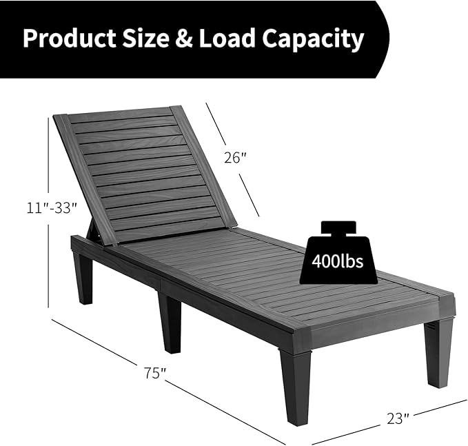 Giantex Set of 2 Outdoor Chaise Lounge Patio Recliner Chair with 5-Position Adjustable Backrest, Weather-Proof & Rust-Resistant Chaise Lounger for Patio, Beach, Balcony, Poolside
