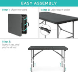 Best Choice Products 4ft Plastic Folding Table, Indoor Outdoor Heavy Duty Portable w/Handle, Lock for Picnic, Party - Photo 7