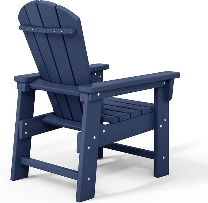 WestinTrends Malibu Kids Outdoor HDPE Adirondack Plastic Patio Chair, Navy Blue