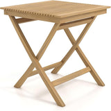 Tangkula 27.5 Inch Teak Wood Patio Dining Table, Square Outdoor Bistro Table with Slatted Tabletop - Photo 9