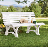 Plow & Hearth Weatherproof German PVC Outdoor Bench | 3-Seat | Holds Up to 500 lbs | Garden Patio Porch Park Deck - Photo 2