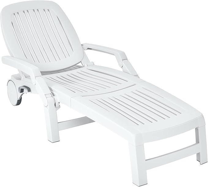 Tangkula Outdoor Chaise Lounge Chair, 5-Position Adjustable Recliner with Storage Box and Flexible Wheels - Photo 9