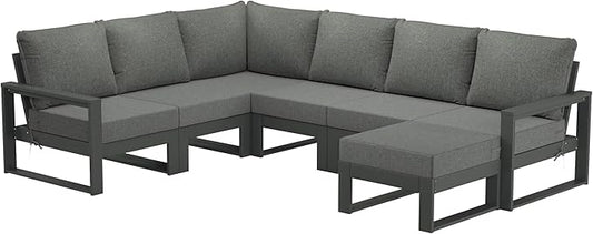 WestinTrends Montara 7-Piece Outdoor Modular L-Shaped Corner Patio Sectional Sofa Set, Gray