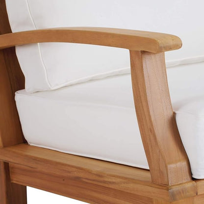 Modway EEI-4177-NAT-WHI Marina Patio Teak Rocking Chair, Natural White